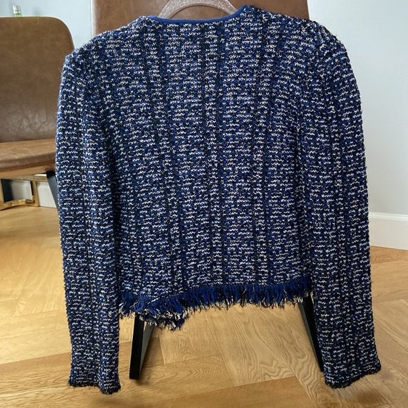 Maje Marius Tweed Fringe Trim Cardigan Blazer / Size 3 (Large) - Picture 6 of 7
